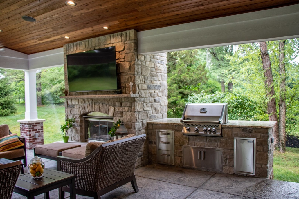 outdoor kitchen design with fireplace
